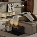 Modern Living Room Interior With Comfortable Sofa Coffee Table Floor Lamp And Decorative Plants
