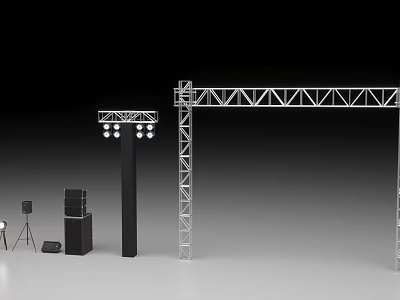 Public Event Facilities Featuring Metal Truss Lighting Equipment Speakers And Microphone Stands 3d model