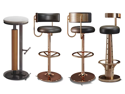 Modern Bar Stools With Metal Frames Leather Seats And Unique Backrest Designs 3d model