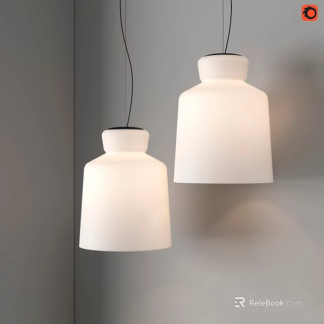 Modern Simple White Ceramic Pendant Lights Two Hanging On Wall Interior 3d model