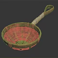 Handmade Wicker Kitchen Strainer With White Wrapped Handle For Daily Use