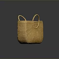 Yellow Woven Basket With Dual Handles For Home Storage And Decorative Use
