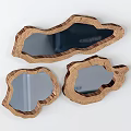 Three Decorative Mirrors With Irregular Wooden Frames And Natural Log Texture 3d model