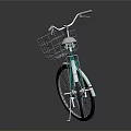 Vintage Green Bicycle With White Seat Front Wire Basket And Fenders