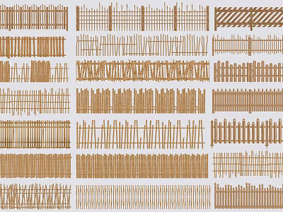Wooden Fence Various Designs And Different Styles For Garden Decoration 3d model