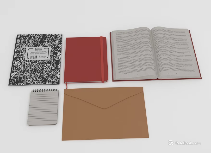 Colorful Electronic Notebooks Featuring Black Red Gray Designs And Open 3d model