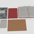 Colorful Electronic Notebooks Featuring Black Red Gray Designs And Open 3d model