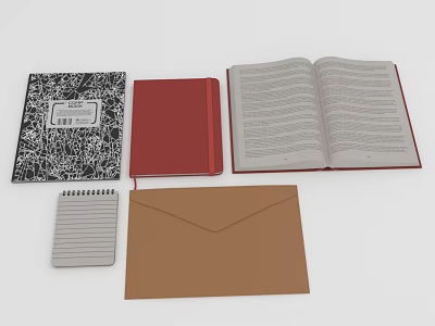 Colorful Electronic Notebooks Featuring Black Red Gray Designs And Open 3d model