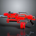 Red Sci Fi Weapon With Metallic Barrel And Ergonomic Grip Modern Design 3d model