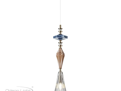 Elegant Diamond Shaped Chandelier With Blue Copper Accents And Crystal Tassels 3d model