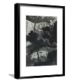 Traditional Chinese Ink Wash Botanical Painting with Lotus Flowers Leaves and Butterfly