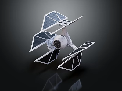3D Rendered Fighter With Geometric Triangular Multiple Wings Dark Background And Reflection 3d model