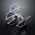3D Rendered Fighter With Geometric Triangular Multiple Wings Dark Background And Reflection