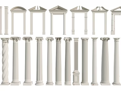 Various Architectural Columns with Classical and Modern Styles and Detailed Capitals and Shafts 3d model