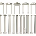 Various Architectural Columns with Classical and Modern Styles and Detailed Capitals and Shafts