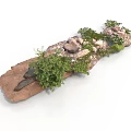Modern Decorative Arrangement With Wooden Plank Stones Fresh Green Moss And Natural Elements