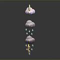 Weather Icons Displaying Clouds Sun Rain Drops Lightning Bolts And Snowflakes
