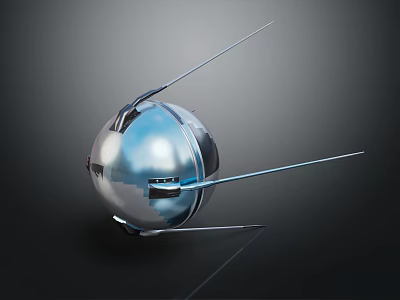 Modern Silver Metallic Spherical Wall Lamp With Sleek Extending Rods Design 3d model