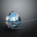 Modern Silver Metallic Spherical Wall Lamp With Sleek Extending Rods Design 3d model