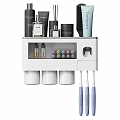 Wall Mounted Bathroom Storage Rack With Transparent Compartment Toothbrushes Cups Skincare Products And Comb