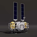Lunar Spacecraft With Solar Panels Yellow Modules And White Structure Design 3d model
