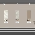 Modern Showroom Interior With Arched Display Niches Marble Textures Decorative Vase And Lighting