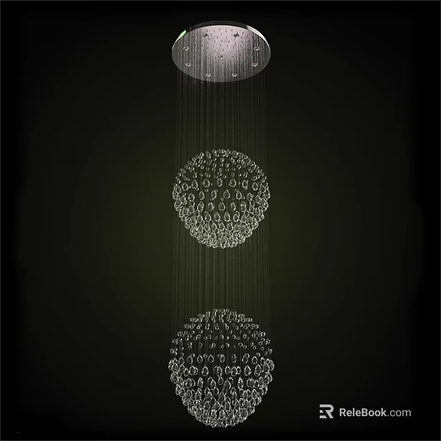 Elegant Spherical Crystal Chandelier Featuring Hanging Chains And Multiple Decorative Orbs 3d model 