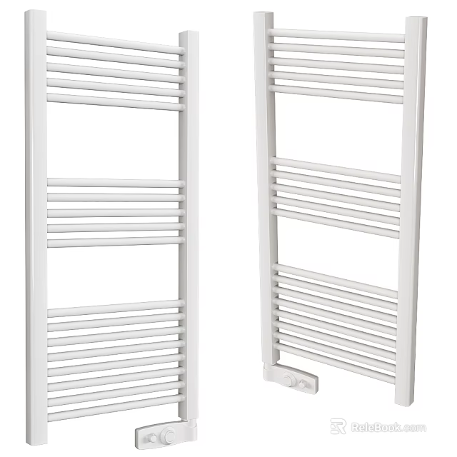 White Modern Vertical Radiators With Horizontal Bars For Home Interior Design 3d model