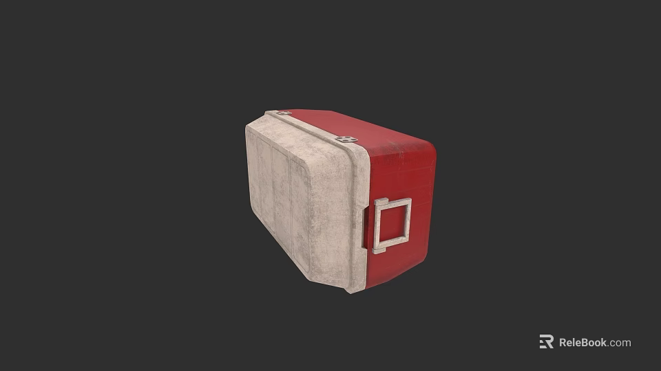 Red And Beige Commercial Equipment Storage Box With Metal Latch Design 3d model 
