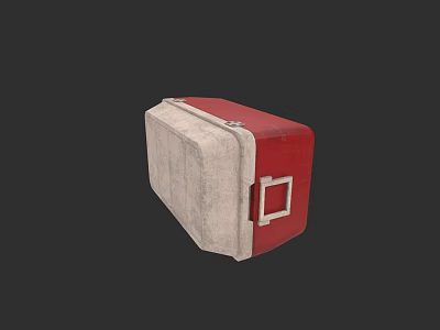 Red And Beige Commercial Equipment Storage Box With Metal Latch Design 3d model