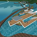 Scenic Winding Road Infrastructure With Green Hills Waterfront And Curved Bridge Structures