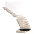 Modern Floating Staircase Design With White Steps And Glass Railing For Interior