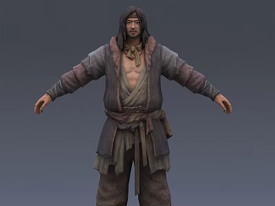 3D Fantasy Male Character Creature In Traditional Outfit With Open Arms 3d model