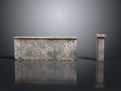 Rustic Wooden Stone Countertop And Pillar With Natural Texture Design 3d model