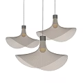 Modern White Chandeliers With Wave Striped Design And Soft Lighting 3d model