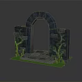 Wood And Stone Archway With Pillars Green Vines And Green Base