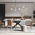 Modern Dining Table and Chair Combination Dining Table and Chair 3d model