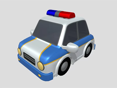 Colorful Electric Toy Police Car with Red Blue Siren Lights and Cartoon Design for Kids 3d model
