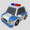 Colorful Electric Toy Police Car with Red Blue Siren Lights and Cartoon Design for Kids
