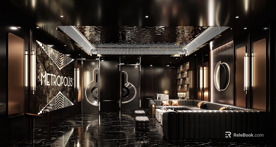 Luxury KTV Private Room Interior With Stylish Decor 3d model 