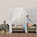 Single Bed with White Canopy Wooden Frame Traditional Attire Near Wooden Chest Lantern Green Cloth