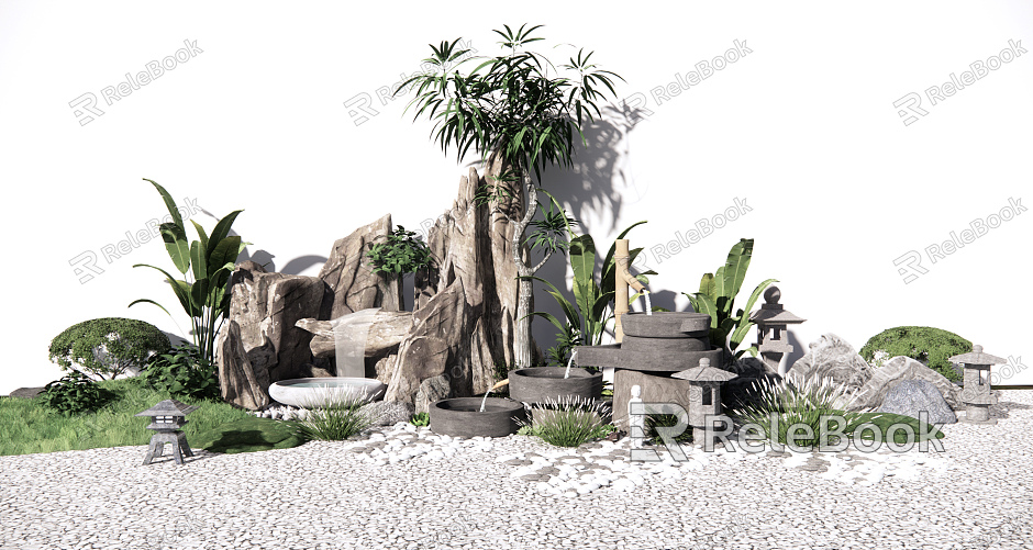 New Chinese landscape sketch rockery waterscape model