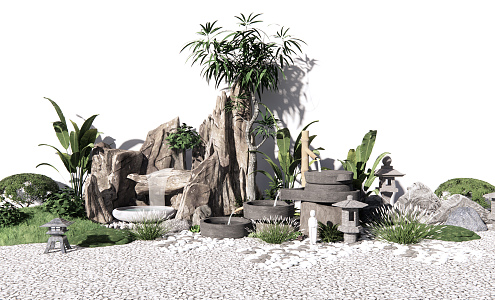 New Chinese landscape sketch rockery waterscape 3d model