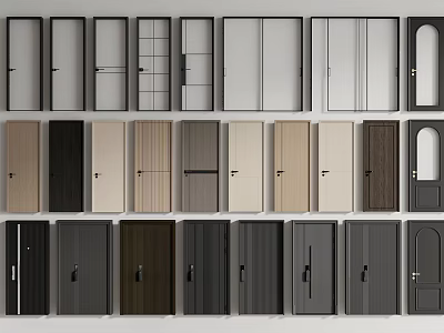 Flush Doors Featuring Different Colors Materials and Modern Designs for Home Interior 3d model