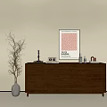 Poliform Brown Wooden Console Table With Decorative Lamp Photo Frame And Vase In Modern Entryway
