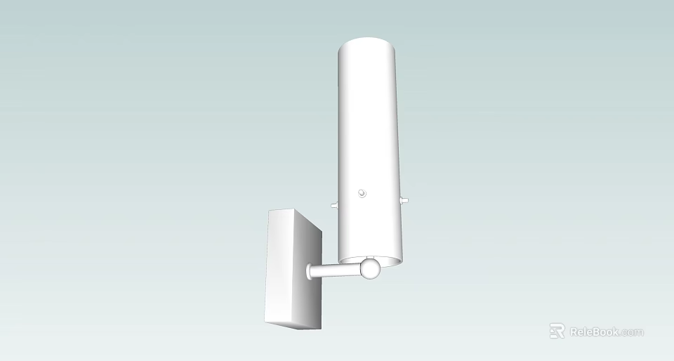 Modern White Wall Lamp With Cylindrical Body And Square Mounting Base 3d model 