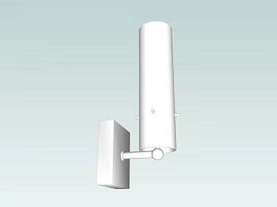 Modern White Wall Lamp With Cylindrical Body And Square Mounting Base 3d model