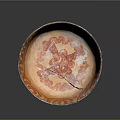 Traditional Carved Bowl With Intricate Orange Red Spiral And Black Geometric Patterns