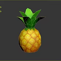 Fresh Ripe Pineapple With Green Leaves And Yellow Textured Skin On Dark Reflective Surface