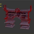 Fantasy Purple Stone Gate with Red Gemstone Top and Tower Like Sides